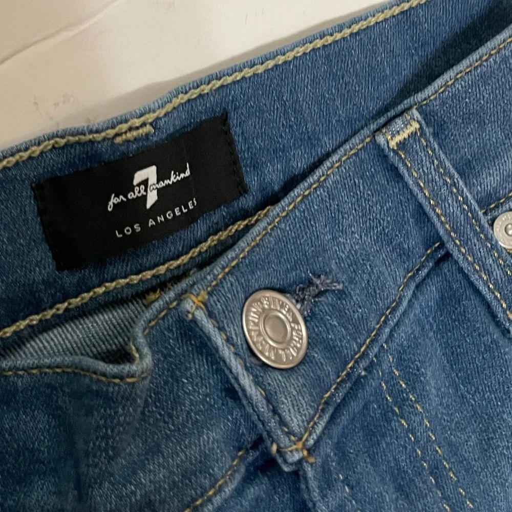 7 For All Mankind Cut Off Denim Shorts Raw Hem size 24